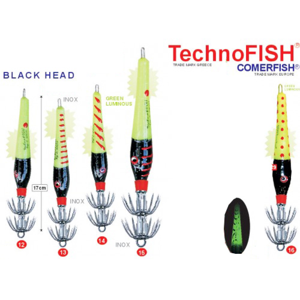 Technofish Black Head Green Luminous